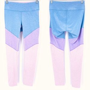 Outdoor Voices Pastel Diagonal color block leggings Sz S Crop 25” inseam
